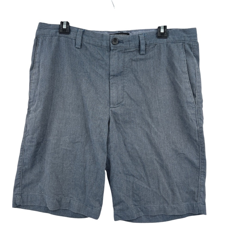 Banana Republic Emerson‎ Shorts Mens 34 Blue Pinstripe Cotton Blend Flat Front
